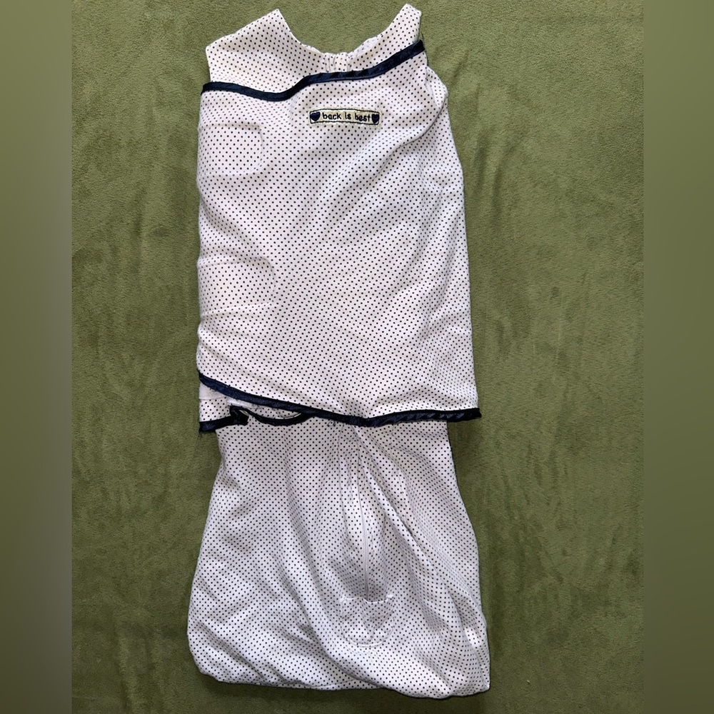 3-6 month sleep sack. White and blue.